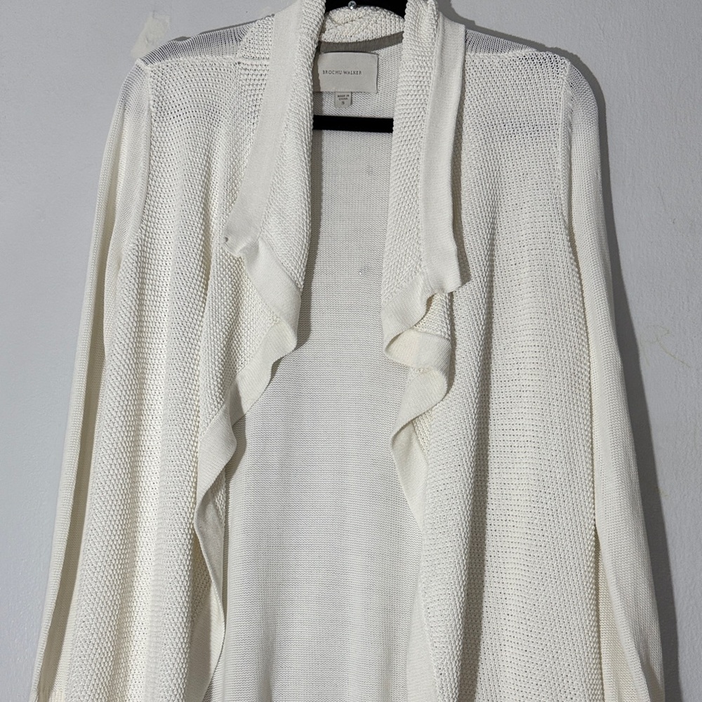 Brochu Walker White Open-Front Sweater Cardigan size small but oversized - Picture 4 of 7